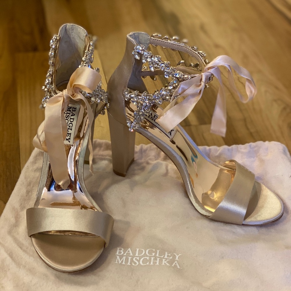 BADGLEY MISCHKA EVER AFTER EMBELLISHED SANDAL BRIDAL HEELS